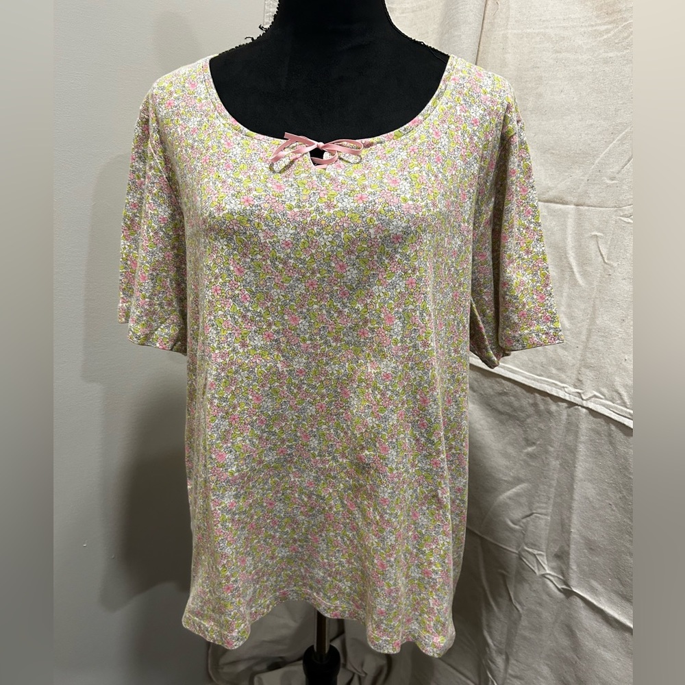 Jones New York Plus Size Popover Floral Short Sleeve Blouse